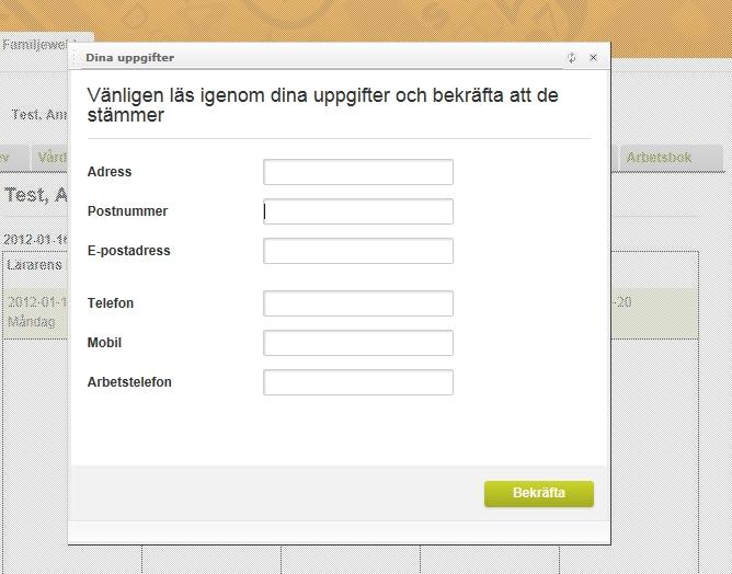 Använda familjewebben Via internet kan du följa ditt/dina barns kunskapsutveckling via InfoMentors P.O.D.Bs familjewebb. Användarnamn och lösenord och kvitterar du ut hos ditt barns klassföreståndare.