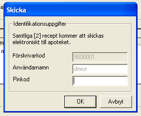 Du får ett meddelande om att du nu är upplagd som användare i e-recept.