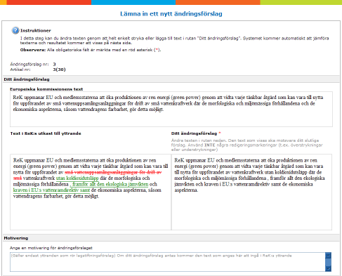 Steg 2 För in dina ändringar Den text som du kopierade in i steg 1 visas nu i tre rutor på skärmen.