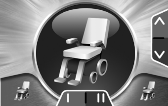 Invacare REM 550 Manöverboxar fram till juli 2014 Lägesvisningen B växlar till rullstolssymbolen. Manöverboxar från juli 2014 2.7.3 Välja och utföra anpassningsmöjligheter 1.