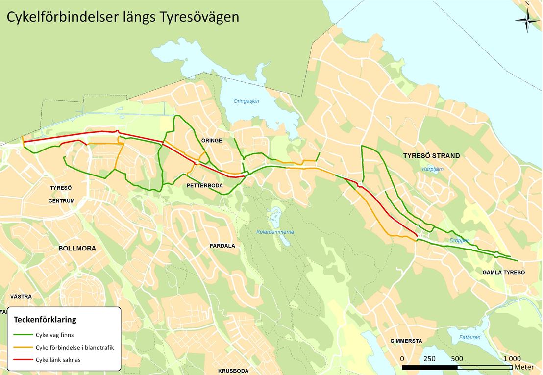 122 Gång- och cykelbana mellan Strandallén och Prästgårdsvägen Bristanalys Gång- och cykelnätet är inte gent på sträckan.