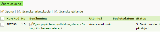 9. Redigera/skriva kursplan Redigera/skriva kursplanen - så här gör du: 1. Klicka på fliken Kursplan. Du kommer då till fliken Sök/Redigera kursplan. 2.