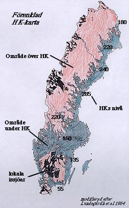 Natural history Map with high coast-line (HK), Area above the HK and under the In Sweden most arable land is found where there are sedimentary soil types below the high