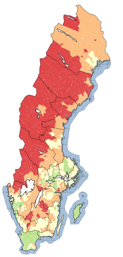 Kartläggning av postmarknaden SOU 2016:54 segmenten, visar tabellen att det inte finns någon som kan komma i närheten av Postnords tjänsteutbud och geografiska täckning.