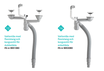 Contura Pro vattenlås, medlevereras till Ifö diskbänkar Ifö nr RSK nr <6> Ifö Contura Pro vattenlås För diskbänkar med stucken sil.