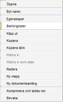 Mappar Mapprutan innehåller dokumentarkivets mappstruktur. Strukturen kan expanderas och dras ihop genom att klicka på "+" och "-" i strukturen.