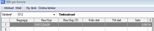 Lägg till en ny rad, genom att trycka på figuren i den röda rutan nedan, som finns på verktygsraden. Justera Till dat på rad ett till sista arbetsdagens datum, i detta exempel 2014-05-31.