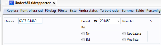 Alla ändringar i en överförd tidrapport görs i funktionen Underhåll tidrapporter se nästa punkt. Underhåll tidrapporter OBS!