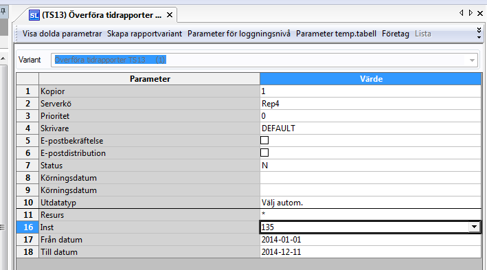 Tidkoden KOMP tillhör löneart 6128 och tidkoden FLEX tillhör ingen löneart alls. Detta innebär att vi måste lägga in koden 2 i fältet för arb.