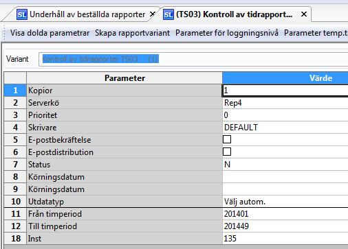 Dubbelklicka på Ordernr när rapporten har status = T och en rapport som innehåller alla överlästa poster öppnas.