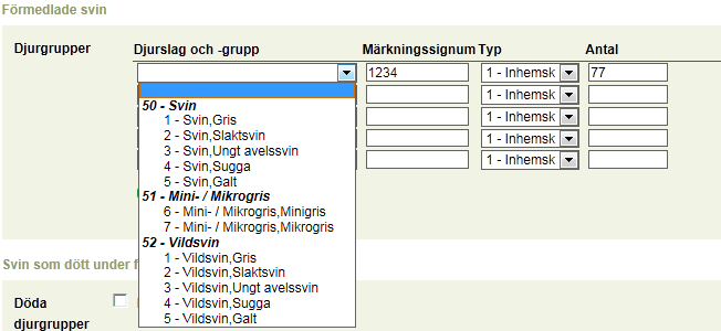 17 (30) Välj först som förmedlingssätt Försäljning från mellanlager och välj mellanlagrets djurhållningsplats på menyn eller fyll i mellanlagrets djurhållningsplatssignum. Fyll i köparens uppgifter.