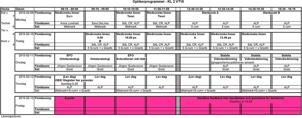 Widmark Widmark Widmark Widmark 5 rum 5 rum 5 rum 5 rum 4 2015-02-10 Föreläsning: Medicinska linser Medicinska linser Medicinska linser Medicinska linser Medicinska linser Medicinska linser 9.00 10.