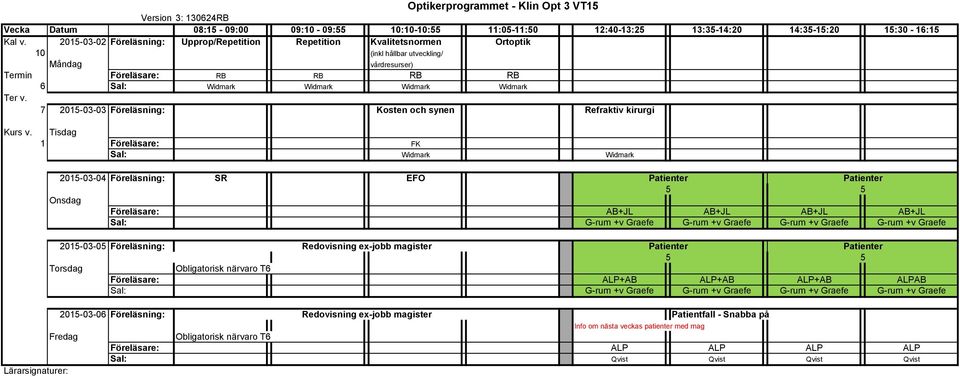 Kosten och synen Refraktiv kirurgi Kurs v.