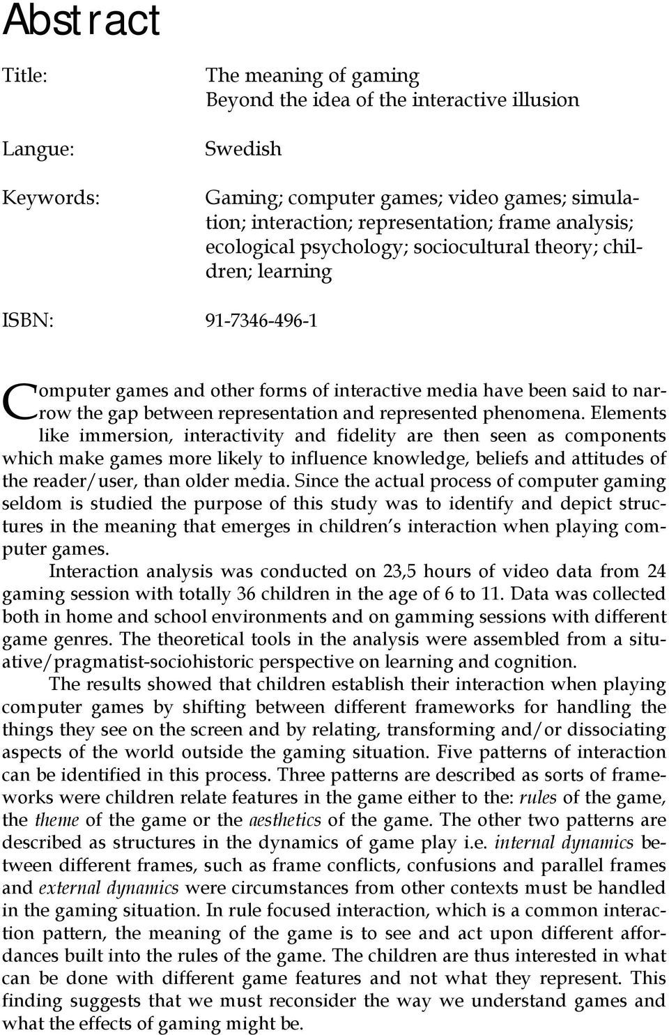 representation and represented phenomena.