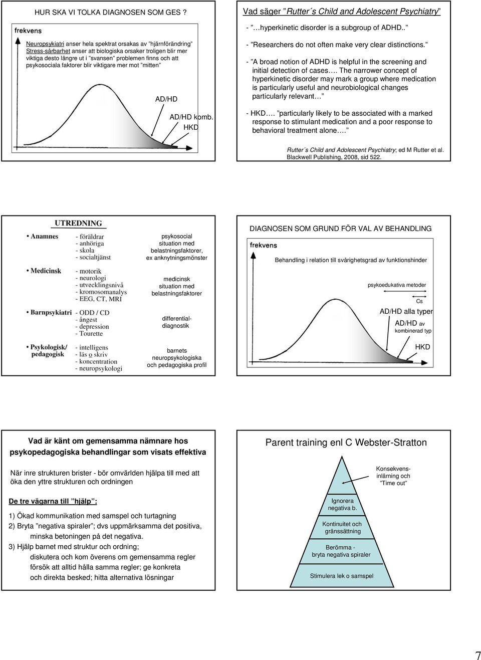 faktorer blir viktigare mer mot mitten komb. HKD - Researchers do not often make very clear distinctions. - A broad notion of ADHD is helpful in the screening and initial detection of cases.