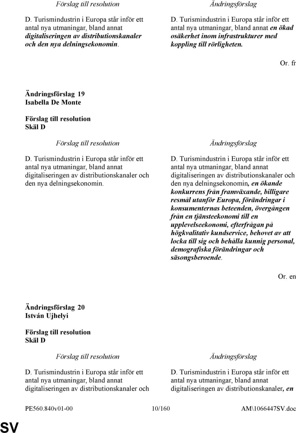 fr 19 Isabella De Monte Skäl D  Turismindustrin i Europa står inför ett antal nya utmaningar, bland annat digitaliseringen av distributionskanaler och den nya delningsekonomin, en ökande konkurrens