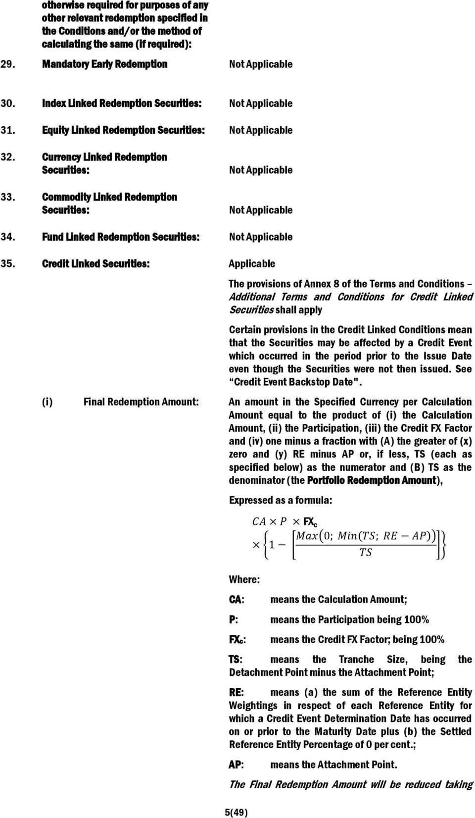 Fund Linked Redemption Securities: 35.