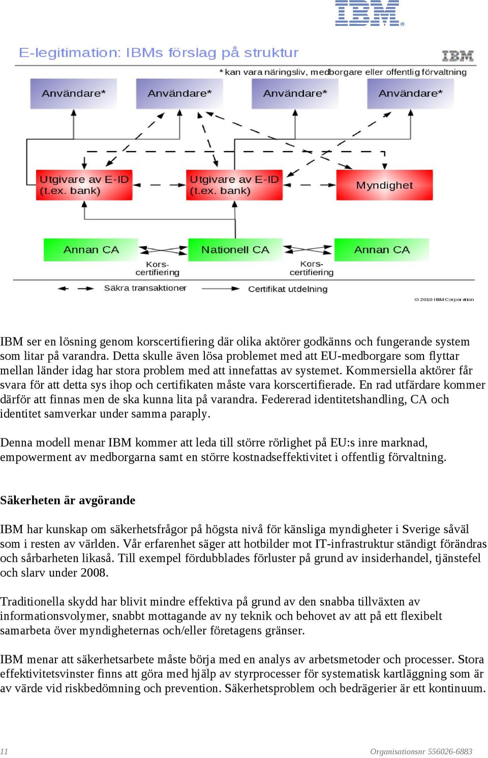 Kommersiella aktörer får svara för att detta sys ihop och certifikaten måste vara korscertifierade. En rad utfärdare kommer därför att finnas men de ska kunna lita på varandra.