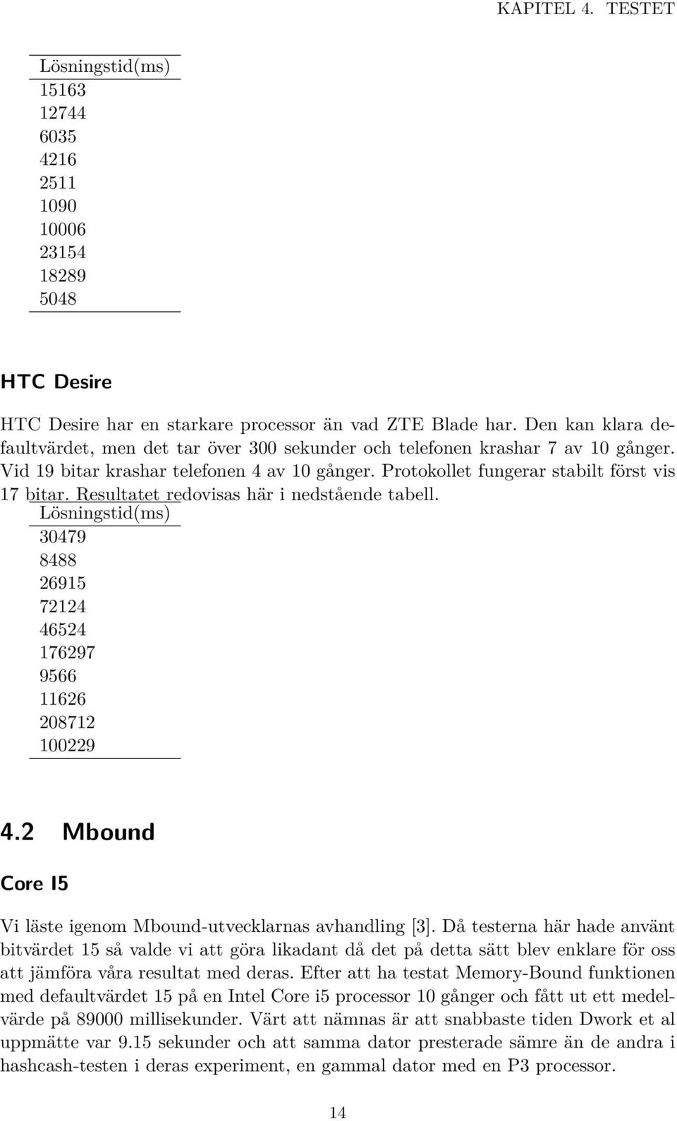 Resultatet redovisas här i nedstående tabell. Lösningstid(ms) 30479 8488 26915 72124 46524 176297 9566 11626 208712 100229 4.2 Mbound Core I5 Vi läste igenom Mbound-utvecklarnas avhandling [3].