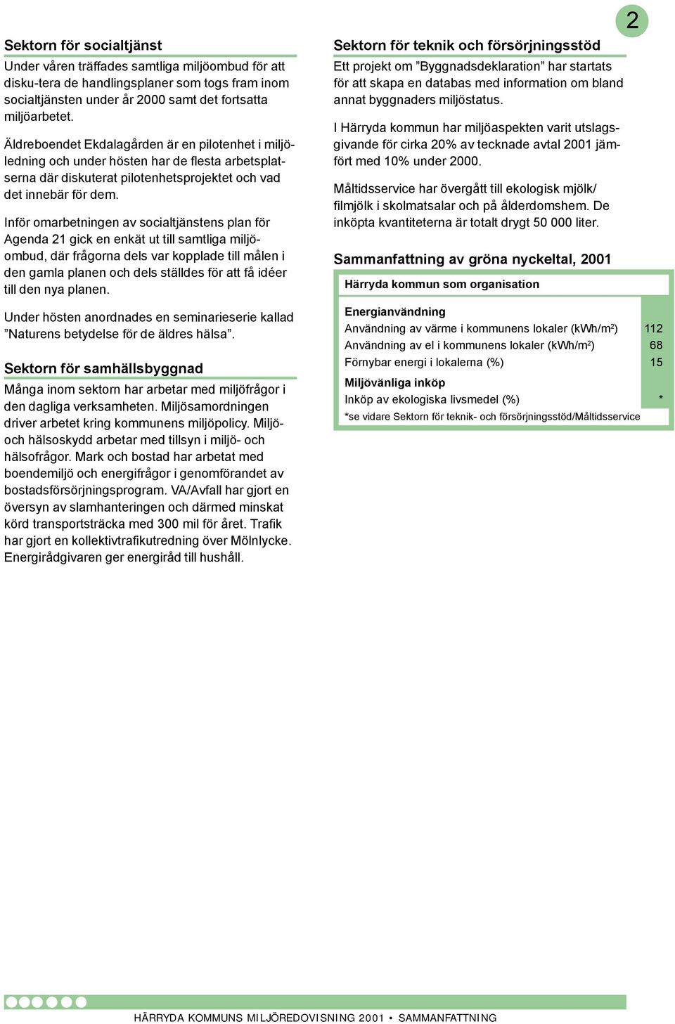 Inför omarbetningen av socialtjänstens plan för Agenda 21 gick en enkät ut till samtliga miljöombud, där frågorna dels var kopplade till målen i den gamla planen och dels ställdes för att få idéer