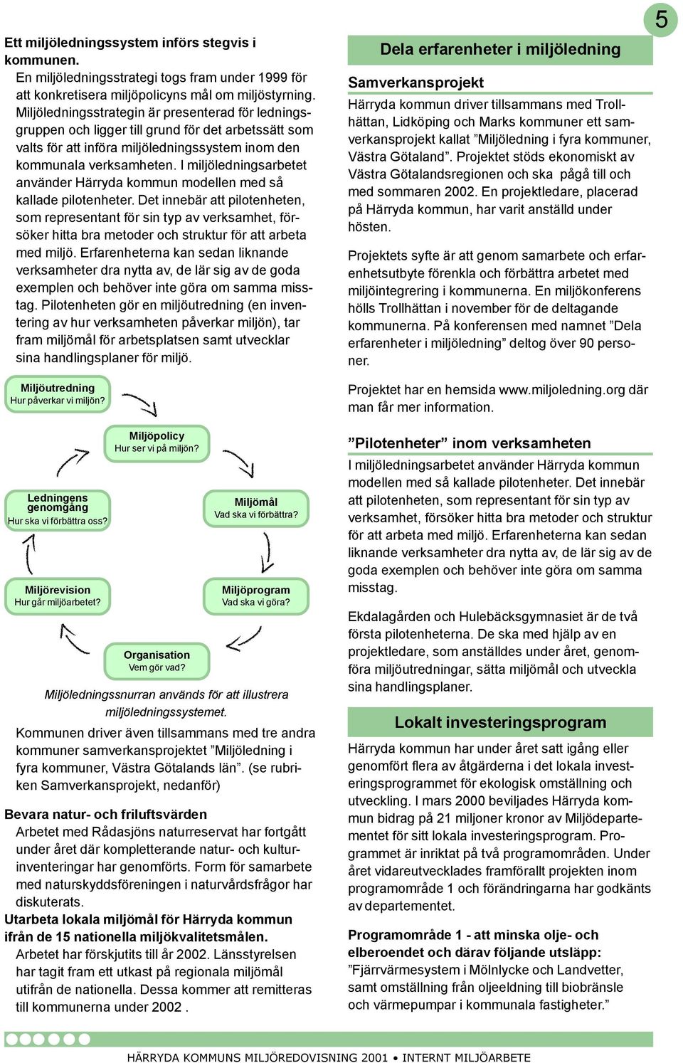 I miljöledningsarbetet använder Härryda kommun modellen med så kallade pilotenheter.