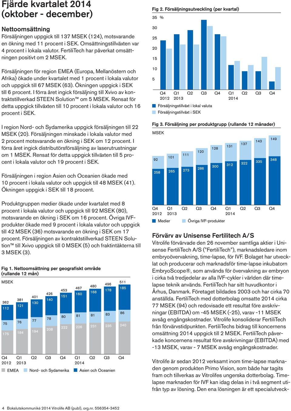 Försäljningen för region EMEA (Europa, Mellanöstern och Afrika) ökade under kvartalet med 1 procent i lokala valutor och uppgick till 67 MSEK (63). Ökningen uppgick i SEK till 6 procent.