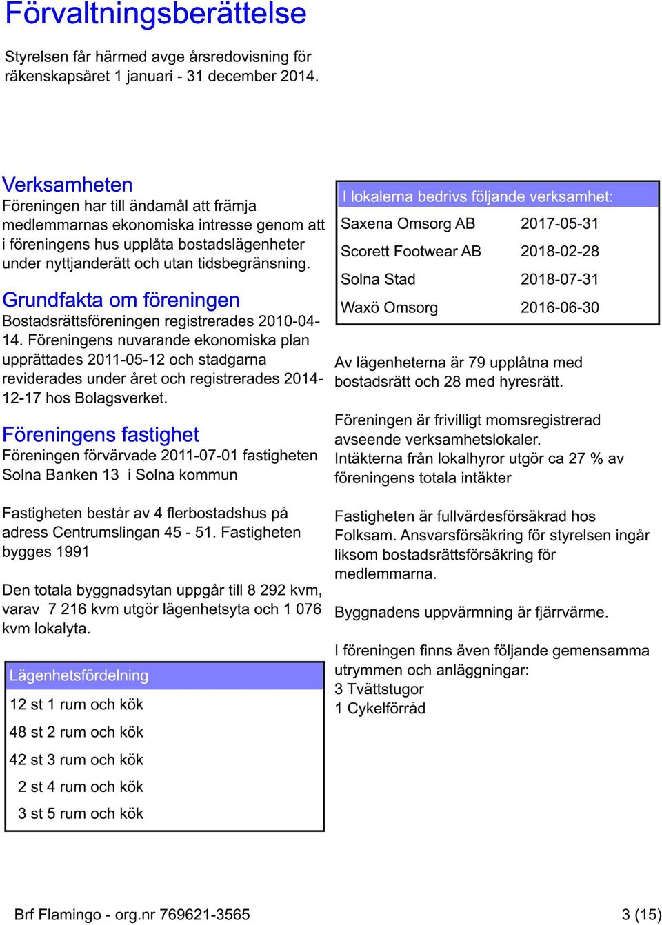 bostadslägenheter Scorett Footwear AB 201 80228 under nyttjanderätt och utan tidsbegränsning.