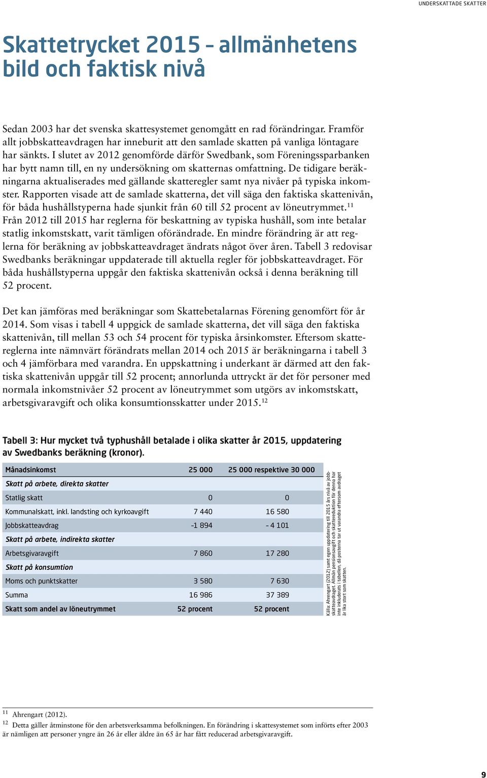 I slutet av 2012 genomförde därför Swedbank, som Förenings spar banken har bytt namn till, en ny undersökning om skatternas omfattning.