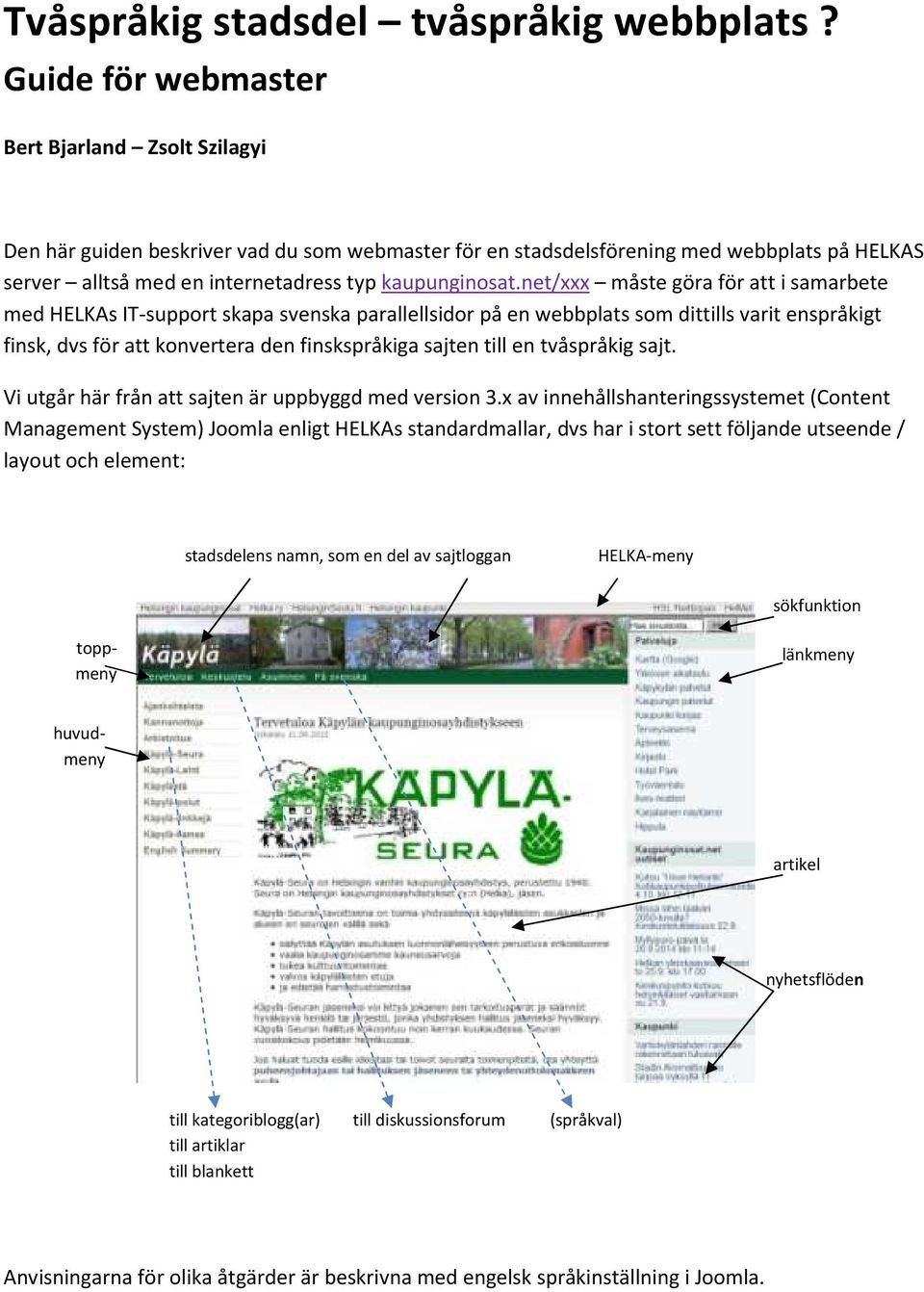 net/xxx måste göra för att i samarbete med HELKAs IT-support skapa svenska parallellsidor på en webbplats som dittills varit enspråkigt finsk, dvs för att konvertera den finskspråkiga sajten till en