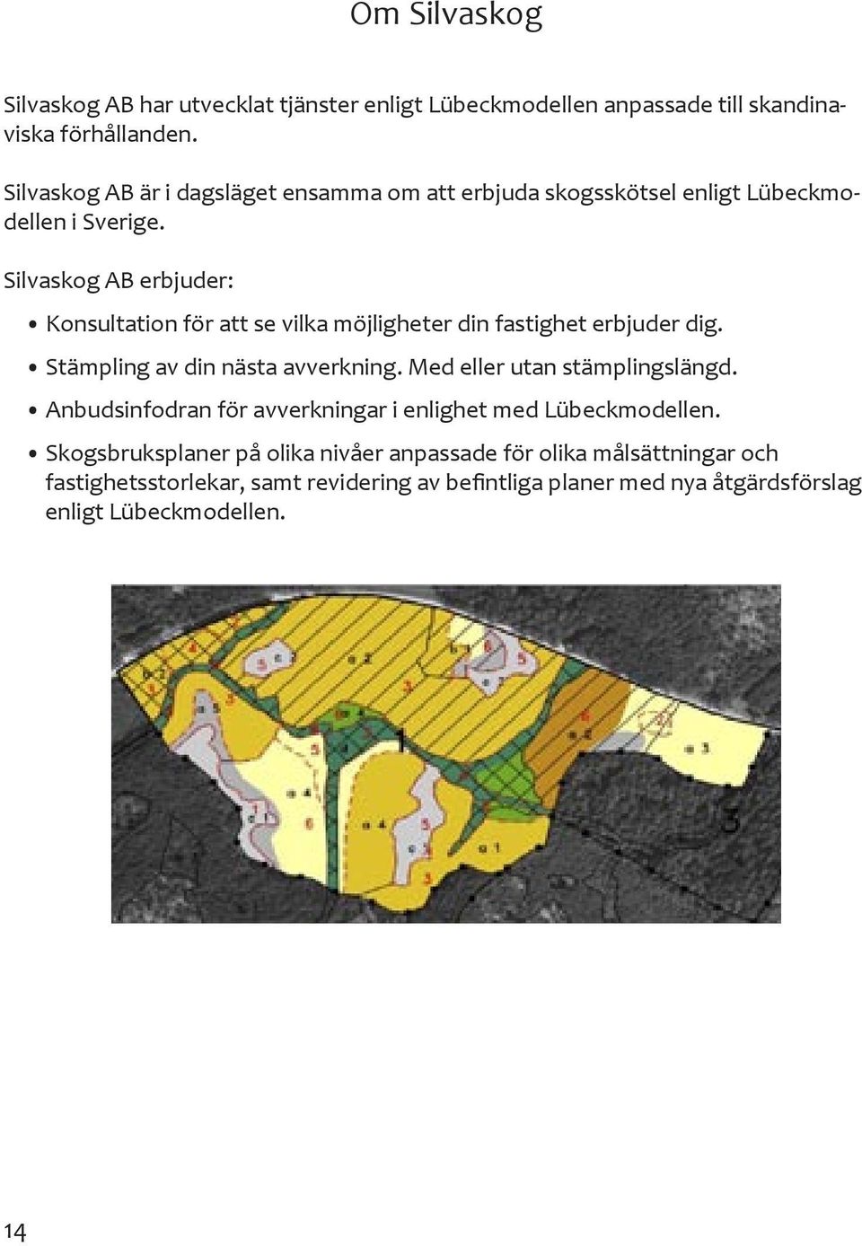 Silvaskog AB erbjuder: Konsultation för att se vilka möjligheter din fastighet erbjuder dig. Stämpling av din nästa avverkning.