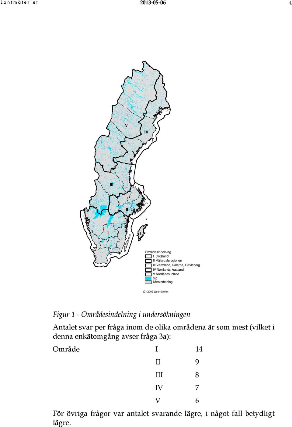 Områdesindelning i undersökningen Antalet svar per fråga inom de olika områdena är som mest (vilket i denna