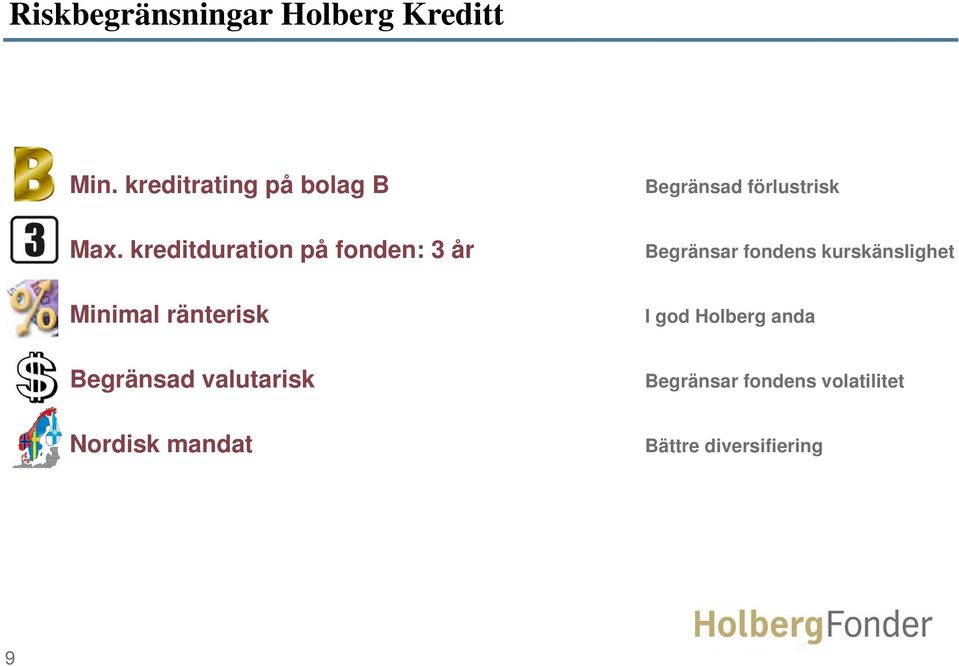 Nordisk mandat Begränsad förlustrisk Begränsar fondens kurskänslighet