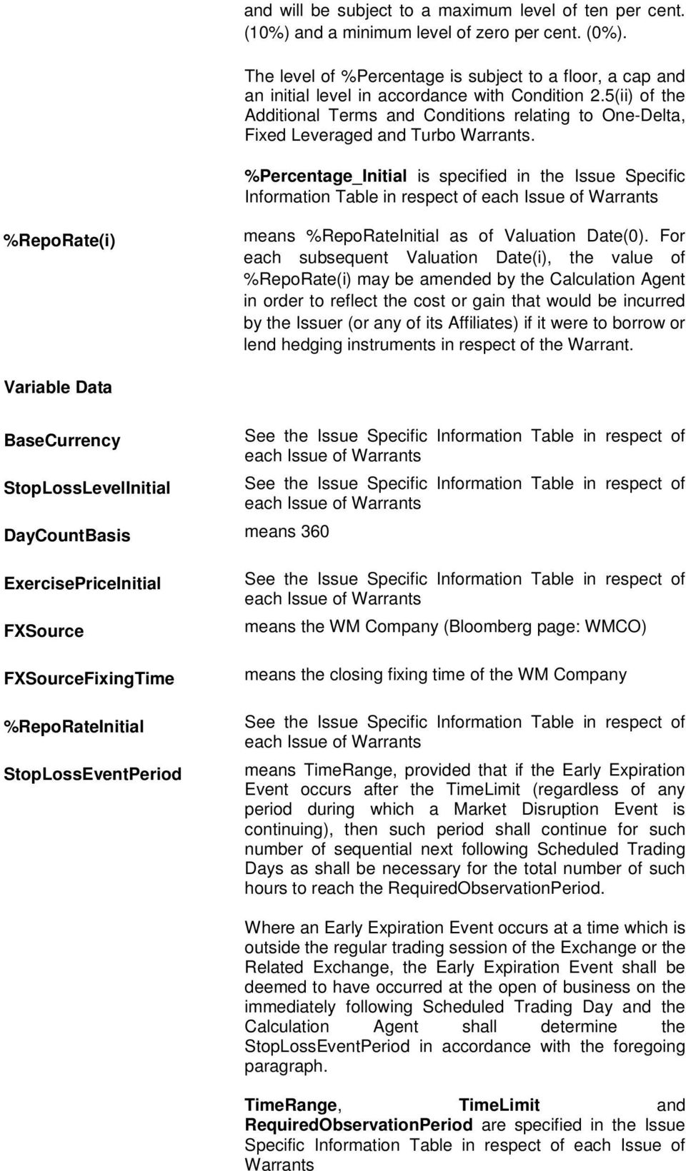 5(ii) of the Additional Terms and Conditions relating to One-Delta, Fixed Leveraged and Turbo Warrants.