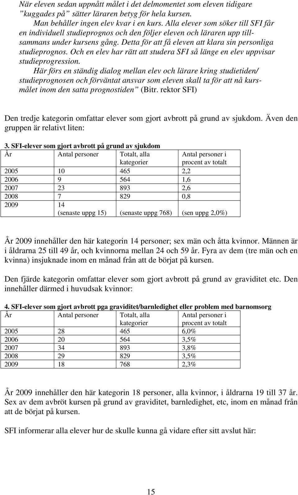 Och en elev har rätt att studera SFI så länge en elev uppvisar studieprogression.