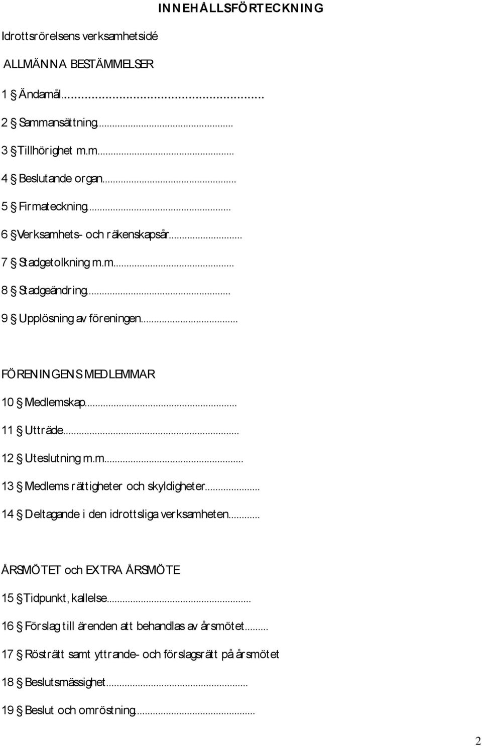 .. 11 Utträde... 12 Uteslutning m.m... 13 Medlems rättigheter och skyldigheter... 14 Deltagande i den idrottsliga verksamheten.