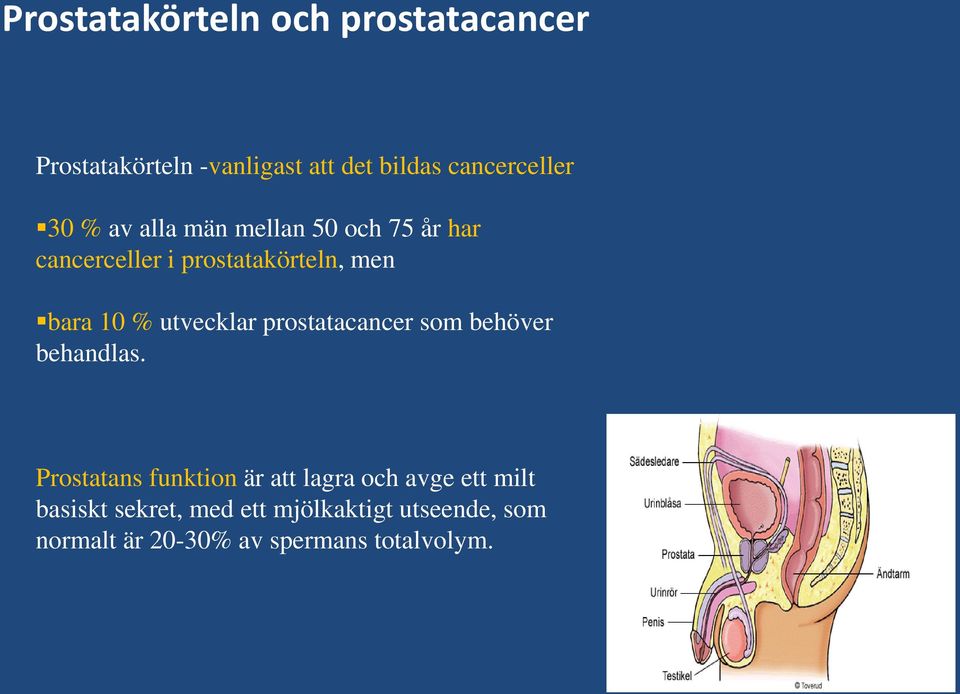 utvecklar prostatacancer som behöver behandlas.