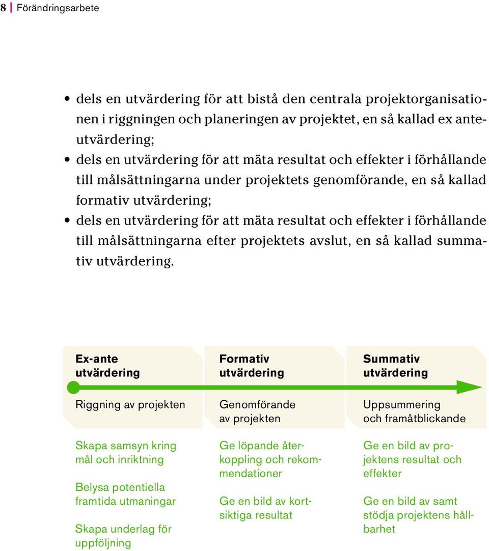 målsättningarna efter projektets avslut, en så kallad summativ utvärdering.