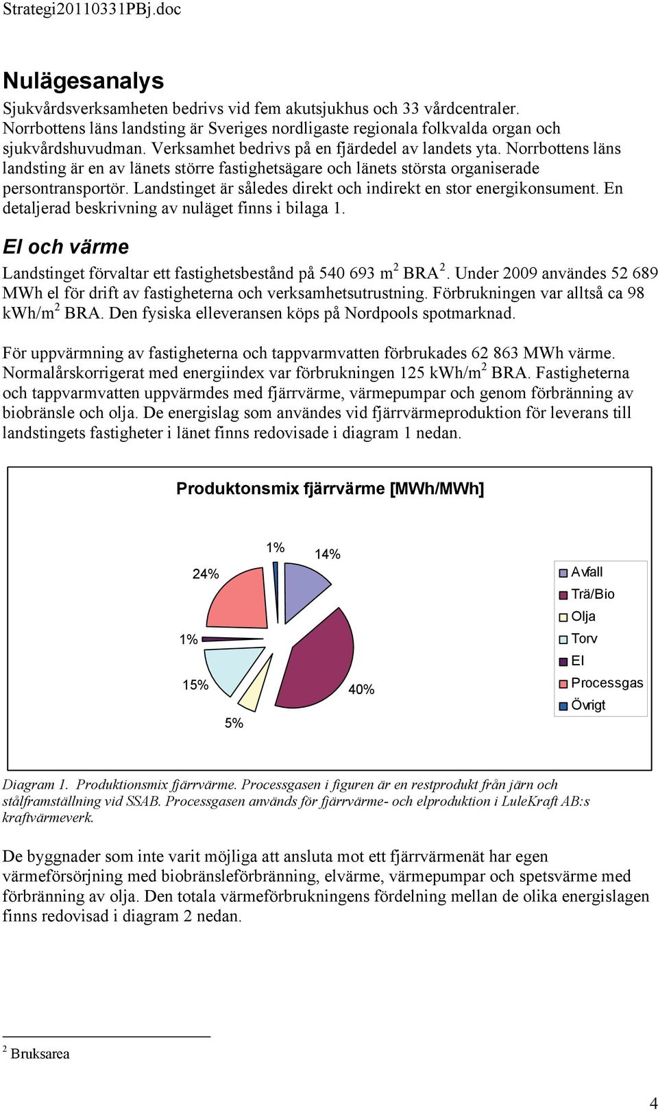 Landstinget är således direkt och indirekt en stor energikonsument. En detaljerad beskrivning av nuläget finns i bilaga 1.