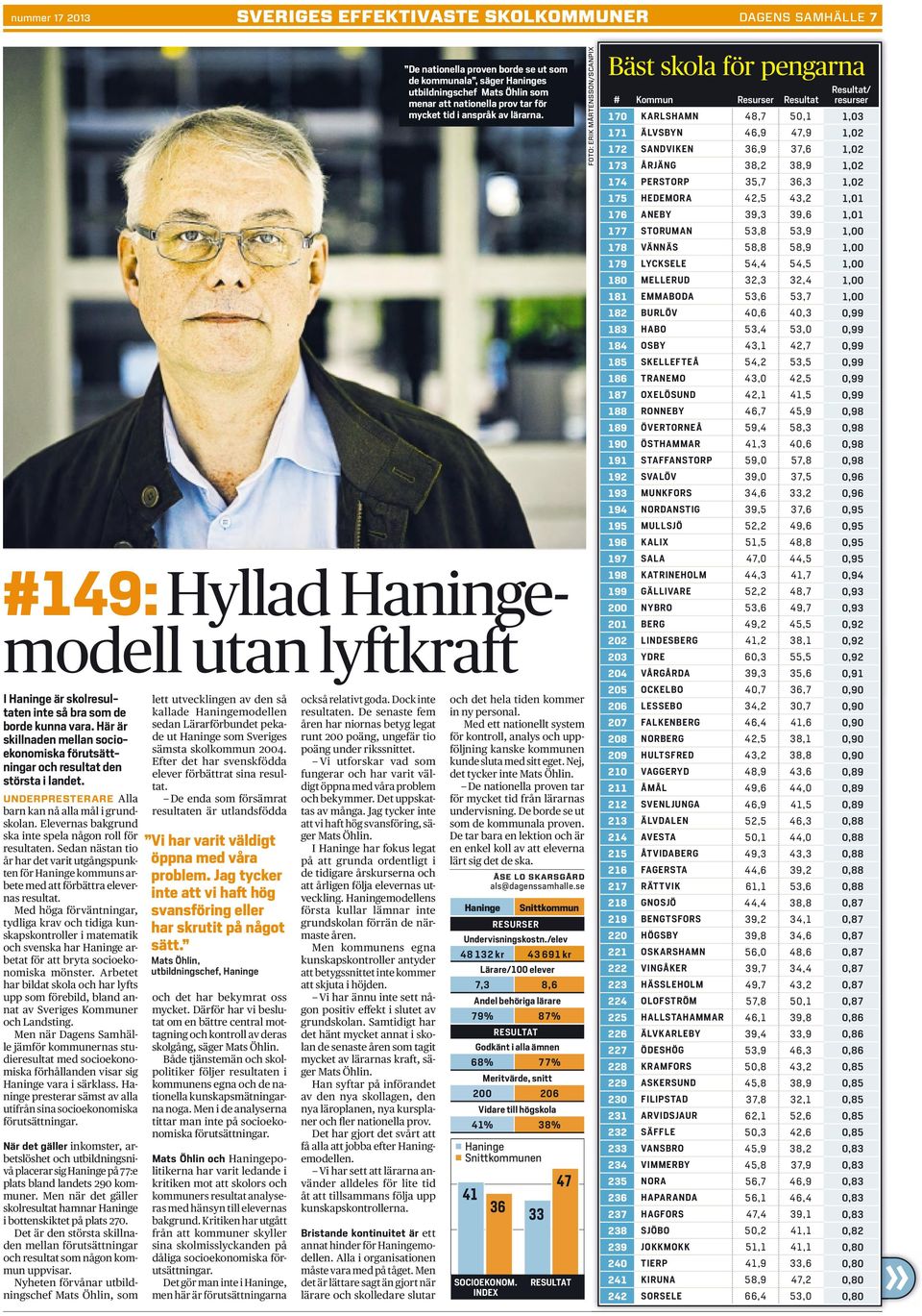 Elevernas bakgrund ska inte spela någon roll för resultaten. Sedan nästan tio år har det varit utgångspunkten för Haninge kommuns arbete med att förbättra elevernas resultat.