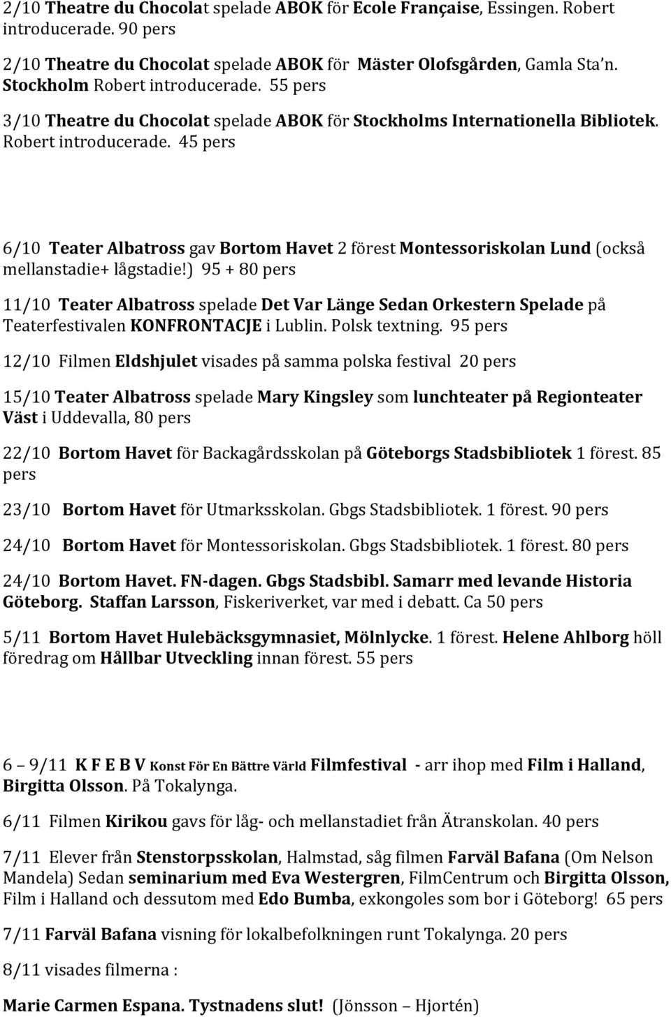 )95+80pers 11/10TeaterAlbatrossspeladeDetVarLängeSedanOrkesternSpeladepå TeaterfestivalenKONFRONTACJEiLublin.Polsktextning.