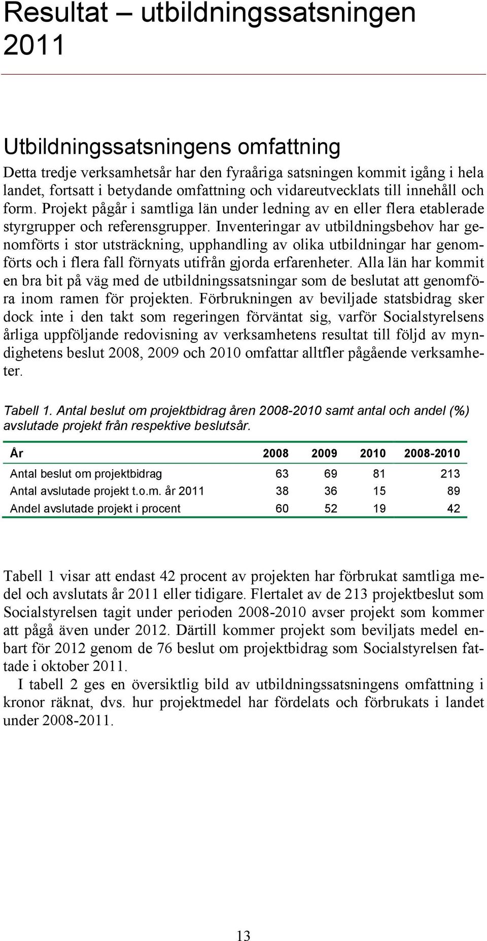 Inventeringar av utbildningsbehov har genomförts i stor utsträckning, upphandling av olika utbildningar har genomförts och i flera fall förnyats utifrån gjorda erfarenheter.