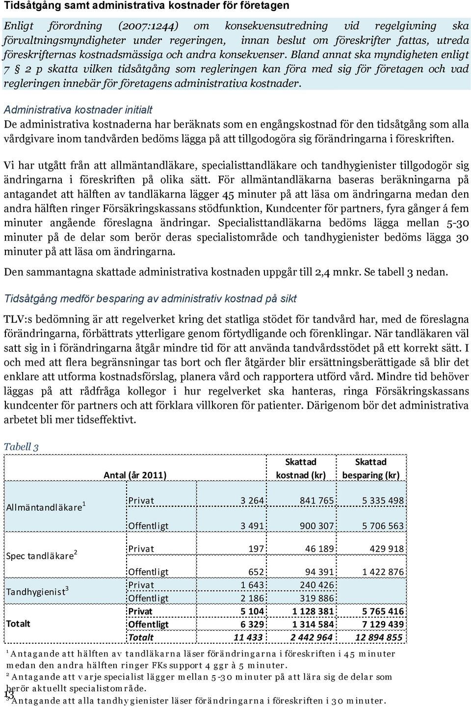 Bland annat ska myndigheten enligt 7 2 p skatta vilken tidsåtgång som regleringen kan föra med sig för företagen och vad regleringen innebär för företagens administrativa kostnader.