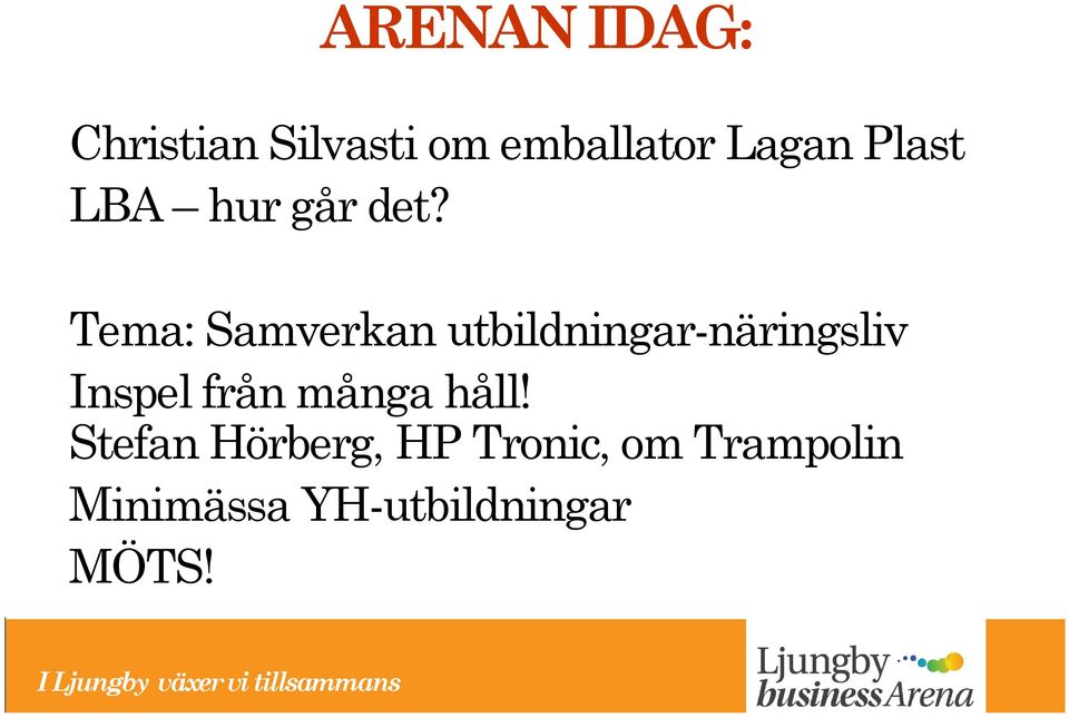 Tema: Samverkan utbildningar-näringsliv Inspel från