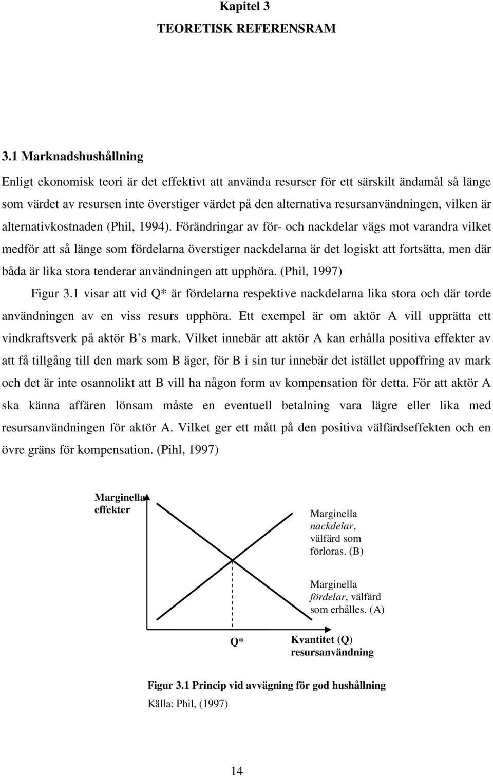 resursanvändningen, vilken är alternativkostnaden (Phil, 1994).