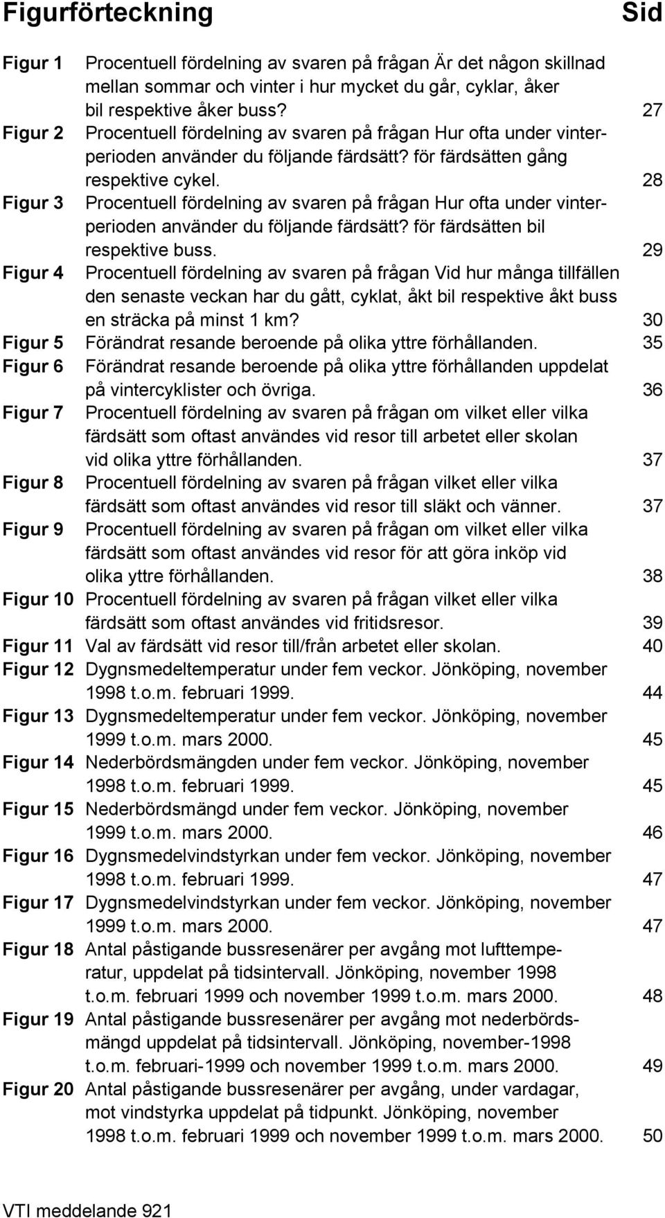 28 Figur 3 Procentuell fördelning av svaren på frågan Hur ofta under vinterperioden använder du följande färdsätt? för färdsätten bil respektive buss.