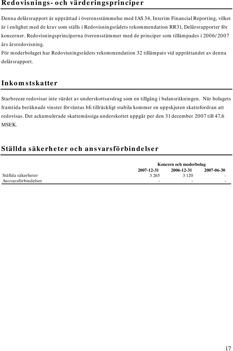 För moderbolaget har Redovisningsrådets rekommendation 32 tillämpats vid upprättandet av denna delårsrapport.