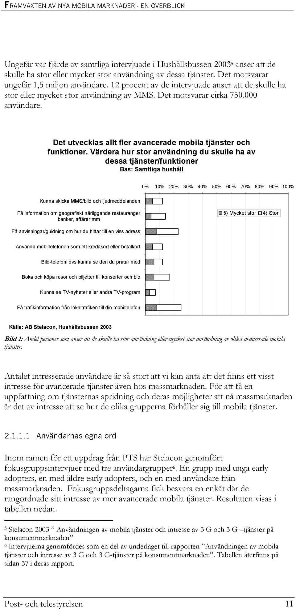 Värdera hur stor användning du skulle ha av dessa tjänster/funktioner Bas: Samtliga hushåll 0% 10% 20% 30% 40% 50% 60% 70% 80% 90% 100% Kunna skicka MMS/bild och ljudmeddelanden Få information om