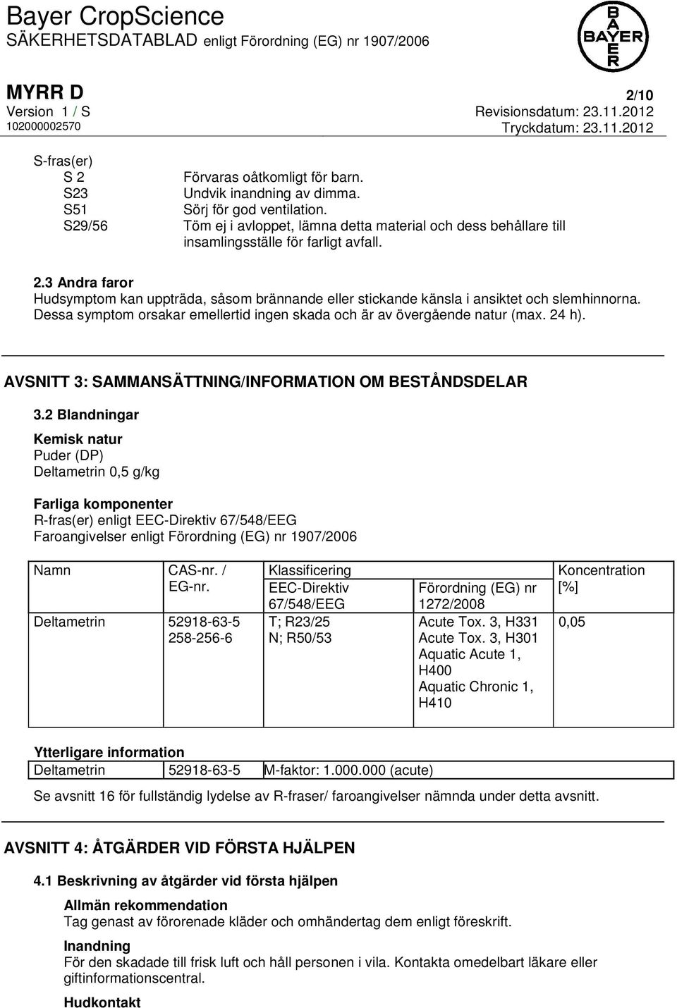 3 Andra faror Hudsymptom kan uppträda, såsom brännande eller stickande känsla i ansiktet och slemhinnorna. Dessa symptom orsakar emellertid ingen skada och är av övergående natur (max. 24 h).