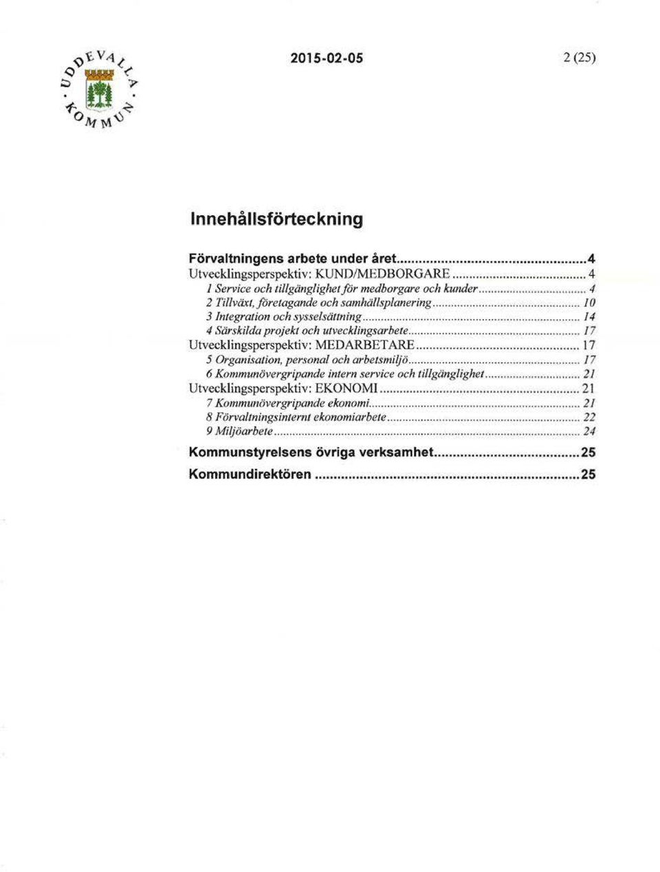 .. 14 4 Särskilda projekt och utvecklingsarbete... 17 Utvecklingsperspektiv: MEDARBETARE... 17 5 Organisation, personal och arbetsmiljö.