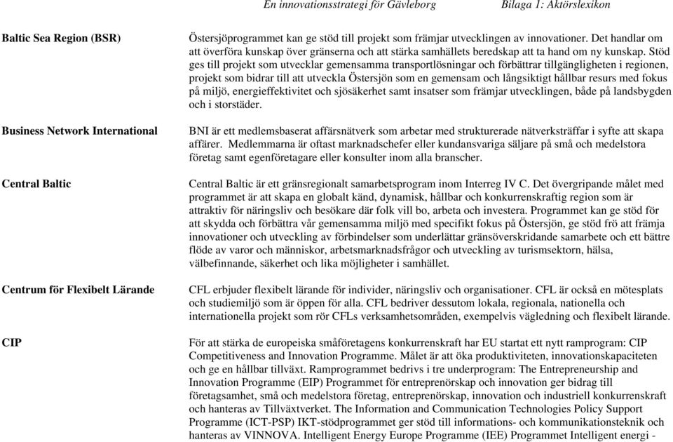 Stöd ges till projekt som utvecklar gemensamma transportlösningar och förbättrar tillgängligheten i regionen, projekt som bidrar till att utveckla Östersjön som en gemensam och långsiktigt hållbar